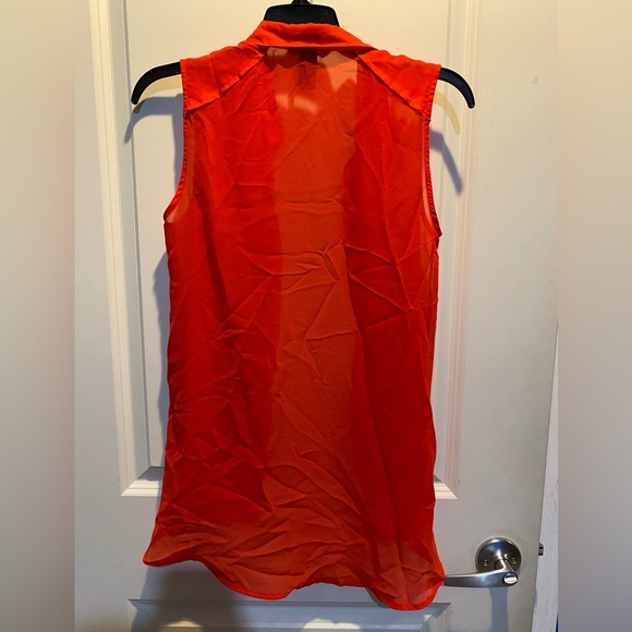 Sheer Red Sleeveless Blouse - Picture 4 of 4